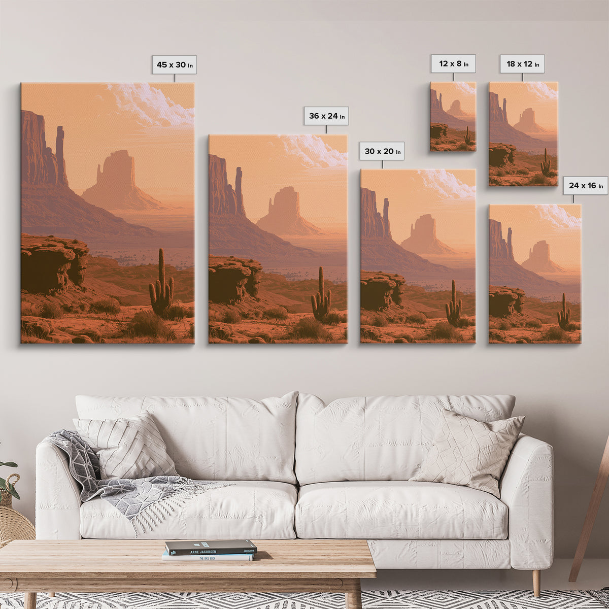 Monument Valley Silhouette Framed Canvas Print, Desert Art, Gallery Decor, Southwestern Decor, Fine Art, Desert, Home Decor, DES-2x3-89