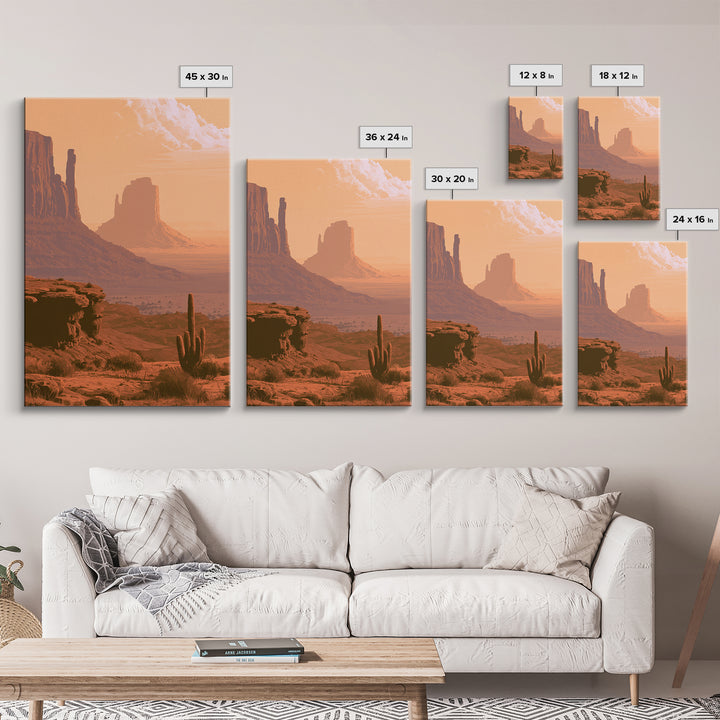 Monument Valley Silhouette Framed Canvas Print, Desert Art, Gallery Decor, Southwestern Decor, Fine Art, Desert, Home Decor, DES-2x3-89