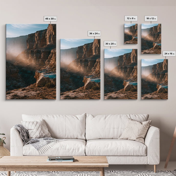 Sandstone Canyon with Dramatic Light Beam Canvas Print, Desert Art, Digital Download Art, Southwestern Decor, Fine Art, Desert, DES-2x3-96