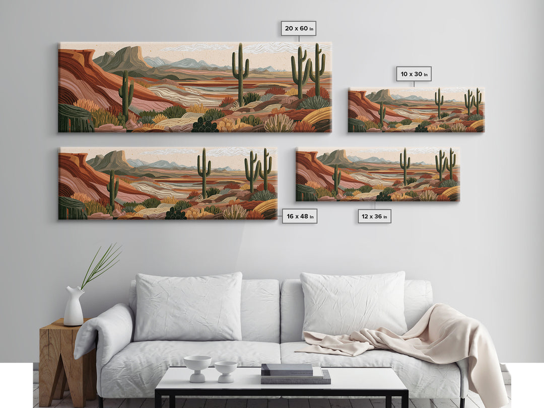 Ancient Desert Petroglyph Design Canvas Print, Desert Art, Landscape Wall Art, Southwestern Decor, Oil Painting, Desert, DES-3x1-13