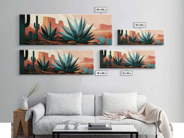 Agave Plant Closeup Canvas Print, Desert Art, Bedroom Wall Art, Southwestern Decor, Watercolor Art, Desert, Fine Art Print, DES-3x1-16
