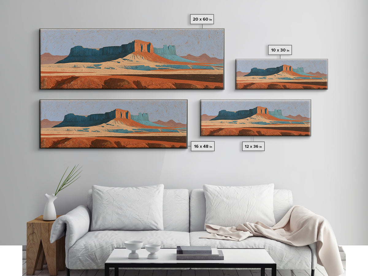 Abstract Mesa Landscape Canvas Print, Desert Art, Minimalist Decor, Southwestern Decor, Fine Art, Desert, Boho, Original Art, DES-3x1-19