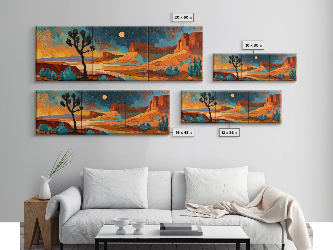Joshua Tree under Star Filled Night Canvas Print, Desert Art, Wall Decor, Southwestern Decor, Desert, Living Room Decor, DES-3x1-22