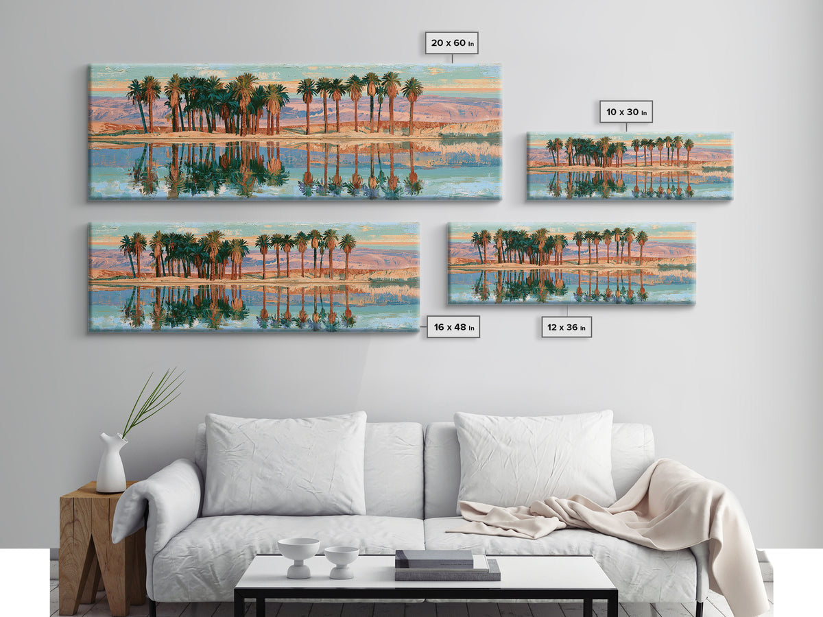Palm Oasis Reflected Canvas Print, Desert Art, Home Decor, Southwestern Decor, Desert, Printable Art, Living Room Decor, DES-3x1-31