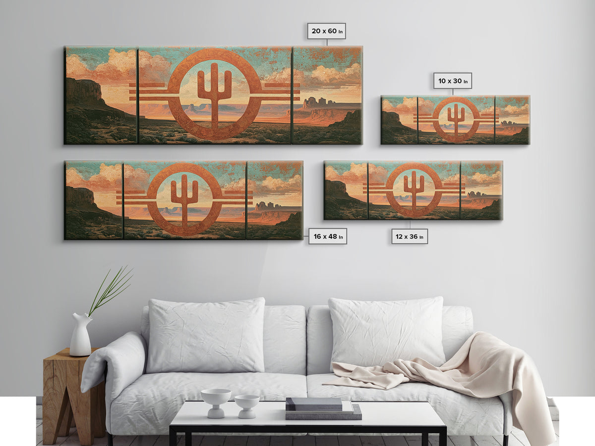 Ancient Desert Petroglyph Design Framed Canvas Print, Desert Art, Nature Wall Art, Southwestern Decor, Fine Art, Desert, DES-3x1-37