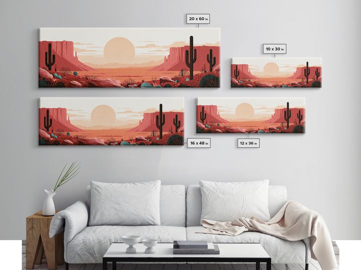 Minimal Beige Sun Canvas Print, Desert Art, Watercolor Painting, Southwestern Decor, Oil Painting, Desert, Nature Wall Art, DES-3x1-38