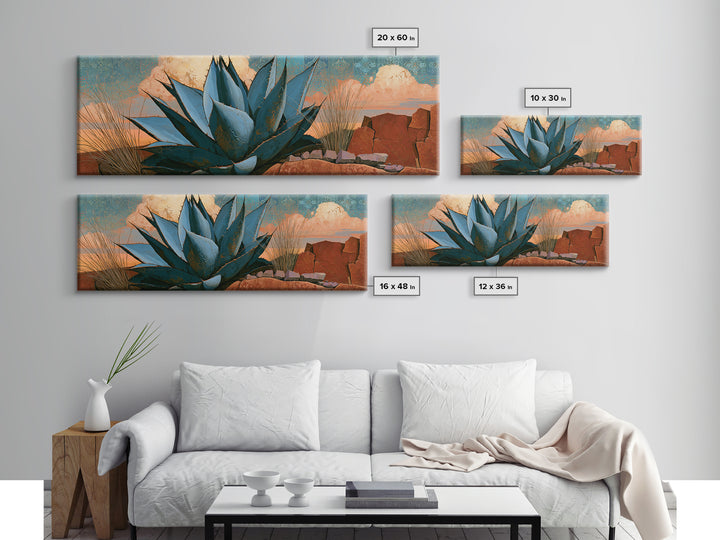 Agave Plant Closeup Canvas Print, Desert Art, Modern Decor, Southwestern Decor, Oil Painting, Desert, Room Decor, DES-3x1-40