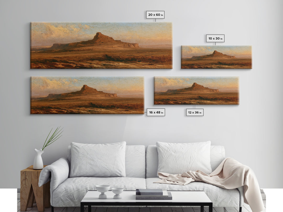 Abstract Mesa Landscape Canvas Print, Desert Art, Large Wall Art, Southwestern Decor, Watercolor Art, Desert, Western Wall Art, DES-3x1-43