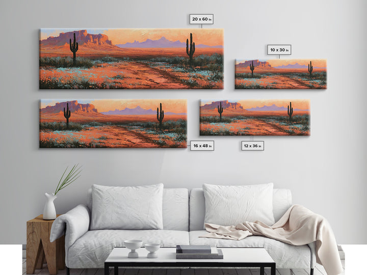 Desert Wildflowers After Spring Rain Framed Canvas Print, Desert Art, Fine Art Print, Southwestern Decor, Watercolor Art, DES-3x1-44