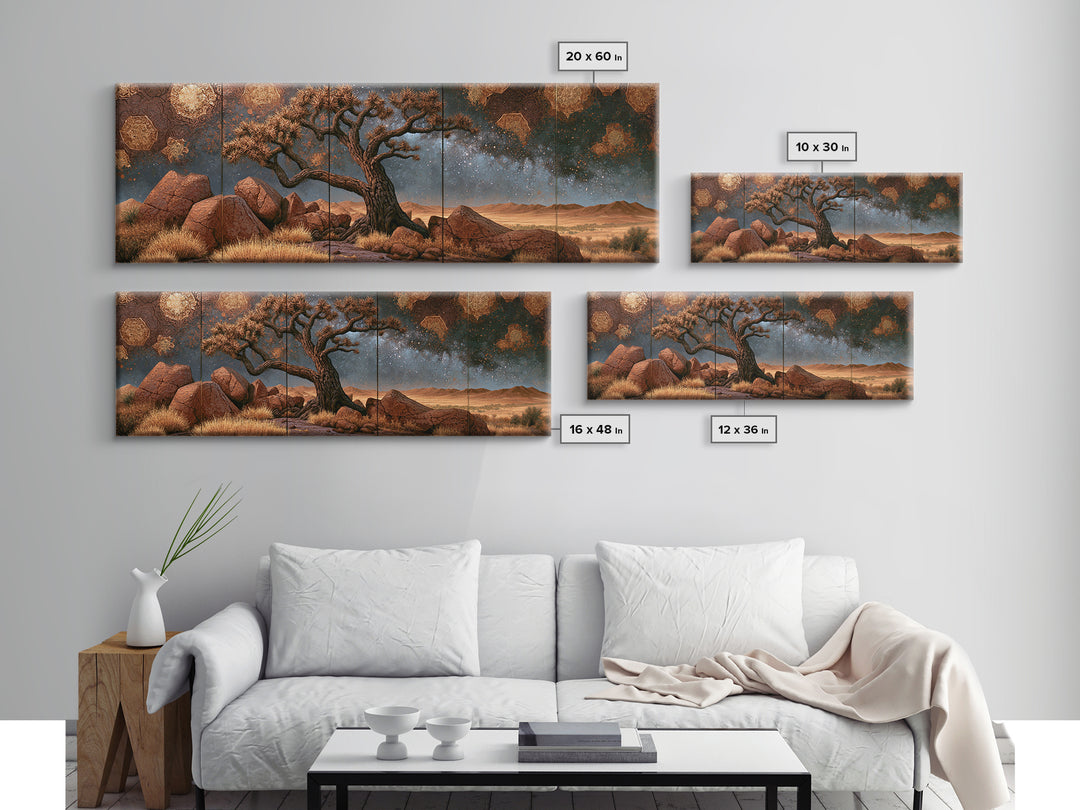 Joshua Tree under Star Filled Night Canvas Print, Desert Art, Landscape Art, Southwestern Decor, Watercolor Art, Desert, DES-3x1-46