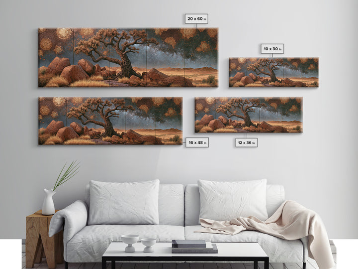 Joshua Tree under Star Filled Night Canvas Print, Desert Art, Landscape Art, Southwestern Decor, Watercolor Art, Desert, DES-3x1-46