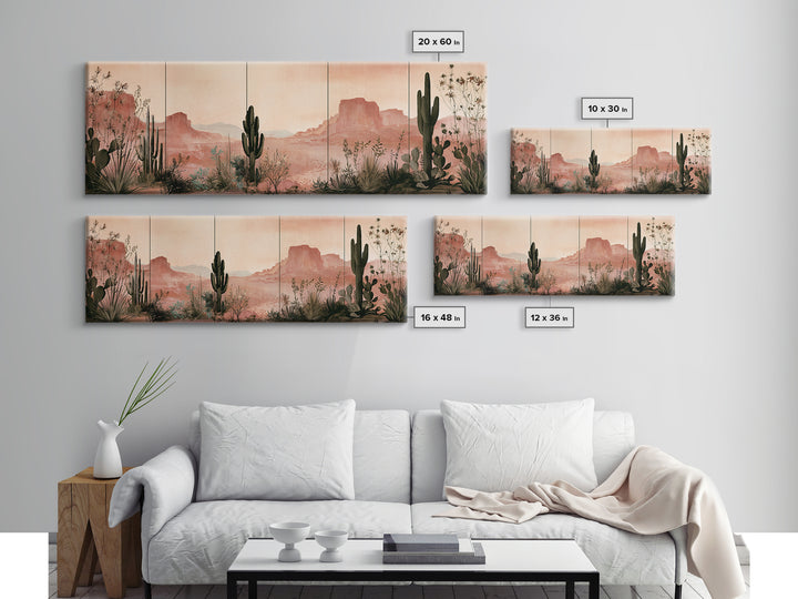 Cactus Botanical Plate Canvas Print, Desert Art, Minimalist Decor, Southwestern Decor, Fine Art, Desert, Boho, Original Art, DES-3x1-48