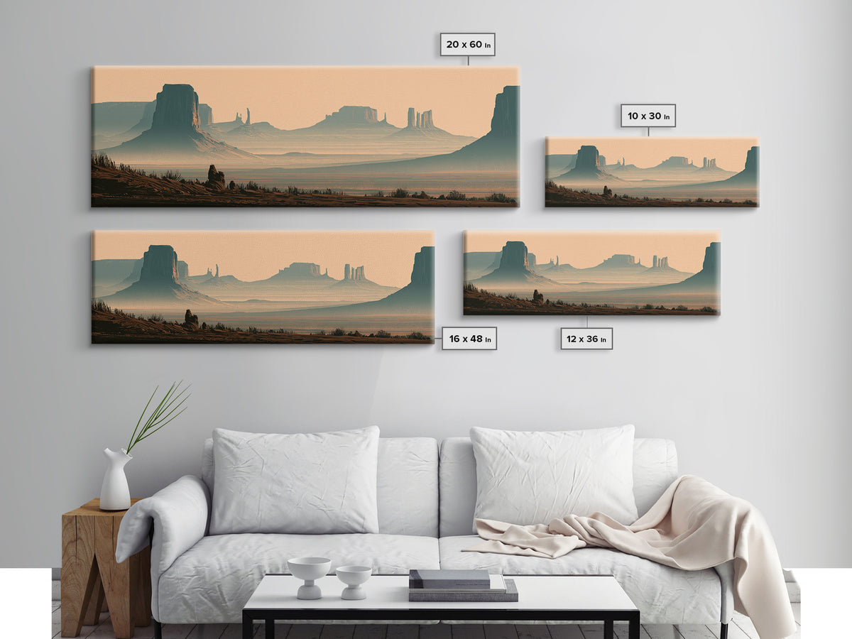 Monument Valley Silhouette Canvas Print, Desert Art, Modern Decor, Southwestern Decor, Desert, Room Decor, Digital Prints, DES-3x1-49