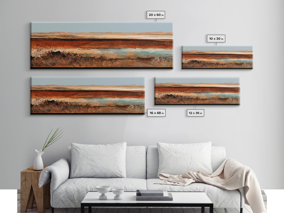 Abstract Heatwave Horizon Framed Canvas Print, Desert Art, Fine Art Print, Southwestern Decor, Oil Painting, Desert, DES-3x1-53