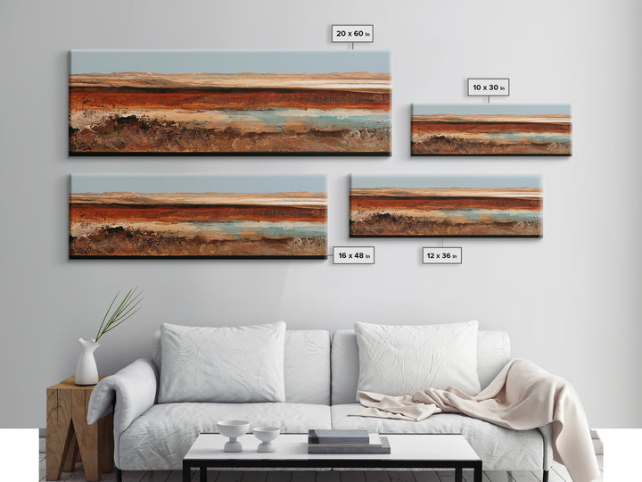Abstract Heatwave Horizon Framed Canvas Print, Desert Art, Fine Art Print, Southwestern Decor, Oil Painting, Desert, DES-3x1-53