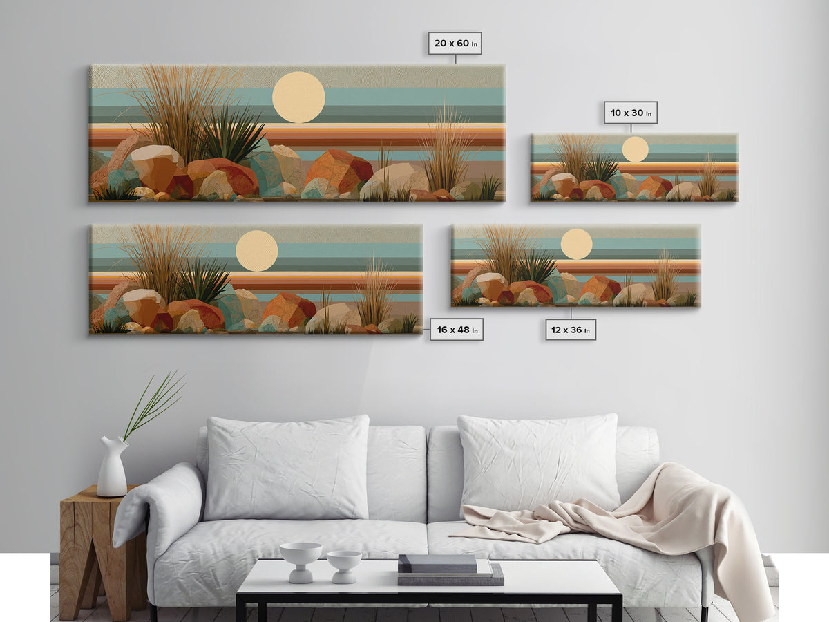 Minimal Beige Sun Canvas Print, Desert Art, Minimalist Decor, Southwestern Decor, Fine Art, Desert, Boho, Original Art, DES-3x1-62