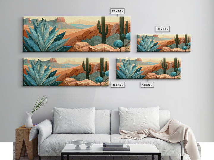 Agave Plant Closeup Framed Canvas Print, Desert Art, Textured Painting, Southwestern Decor, Fine Art, Desert, Oil Painting, DES-3x1-64