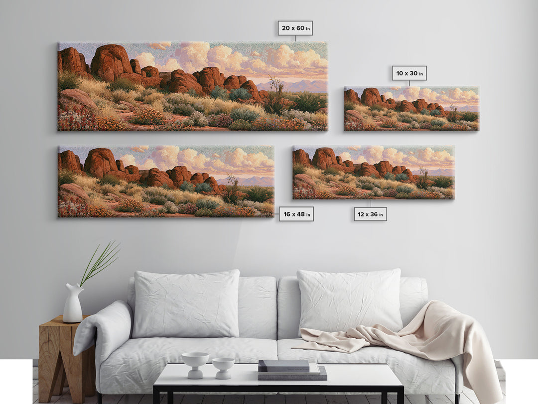 Desert Wildflowers After Spring Rain Framed Canvas Print, Desert Art, Room Decor, Southwestern Decor, Fine Art, Desert, DES-3x1-68
