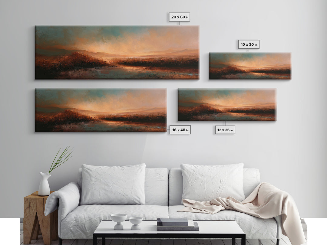 Abstract Heatwave Horizon Framed Canvas Print, Desert Art, Fine Art Print, Southwestern Decor, Oil Painting, Desert, DES-3x1-77