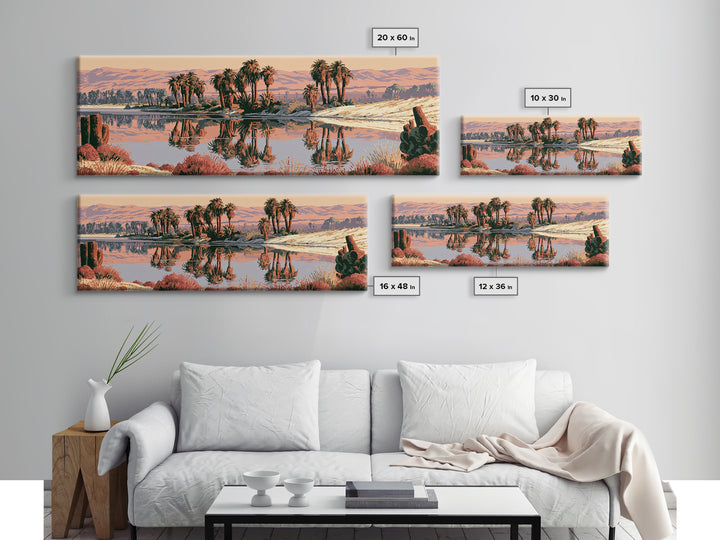 Palm Oasis Reflected Framed Canvas Print, Desert Art, Modern Wall Art, Southwestern Decor, Fine Art, Desert, Gallery Decor, DES-3x1-79