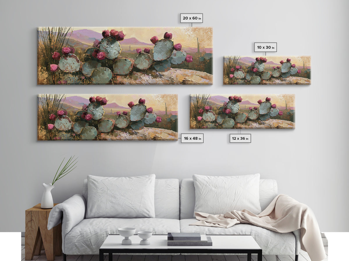 Prickly Pear Cactus Canvas Print, Desert Art, Printable Art, Southwestern Decor, Fine Art, Desert, Colorful Wall Art, DES-3x1-83