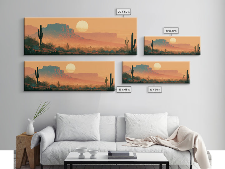 Minimal Beige Sun Canvas Print, Desert Art, Bedroom Wall Art, Southwestern Decor, Watercolor Art, Desert, Fine Art Print, DES-3x1-86