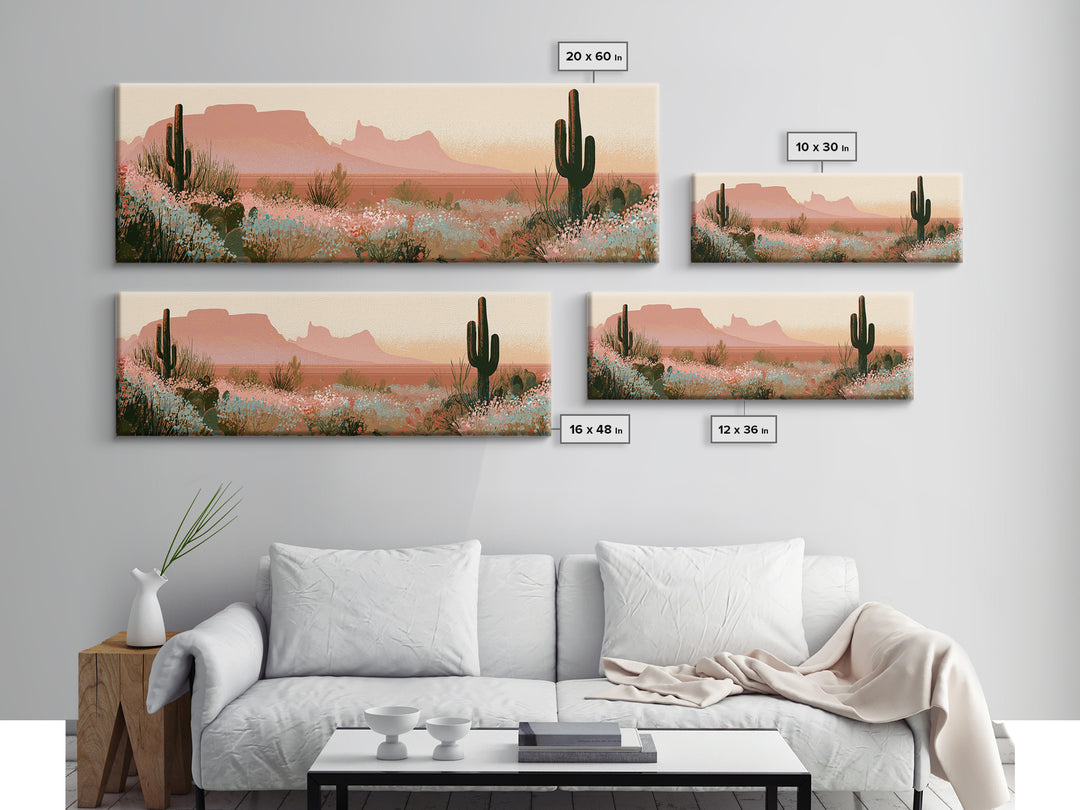 Desert Wildflowers After Spring Rain Canvas Print, Desert Art, Oil Painting, Southwestern Decor, Desert, Bedroom Wall Art, DES-3x1-92