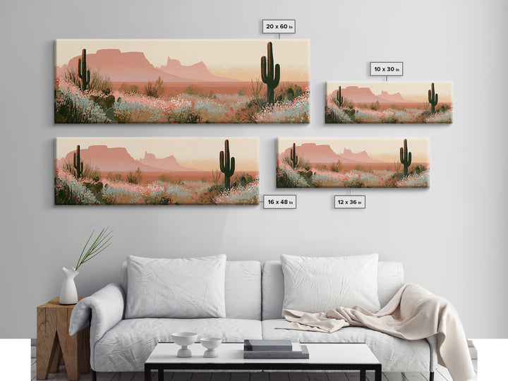 Desert Wildflowers After Spring Rain Canvas Print, Desert Art, Oil Painting, Southwestern Decor, Desert, Bedroom Wall Art, DES-3x1-92