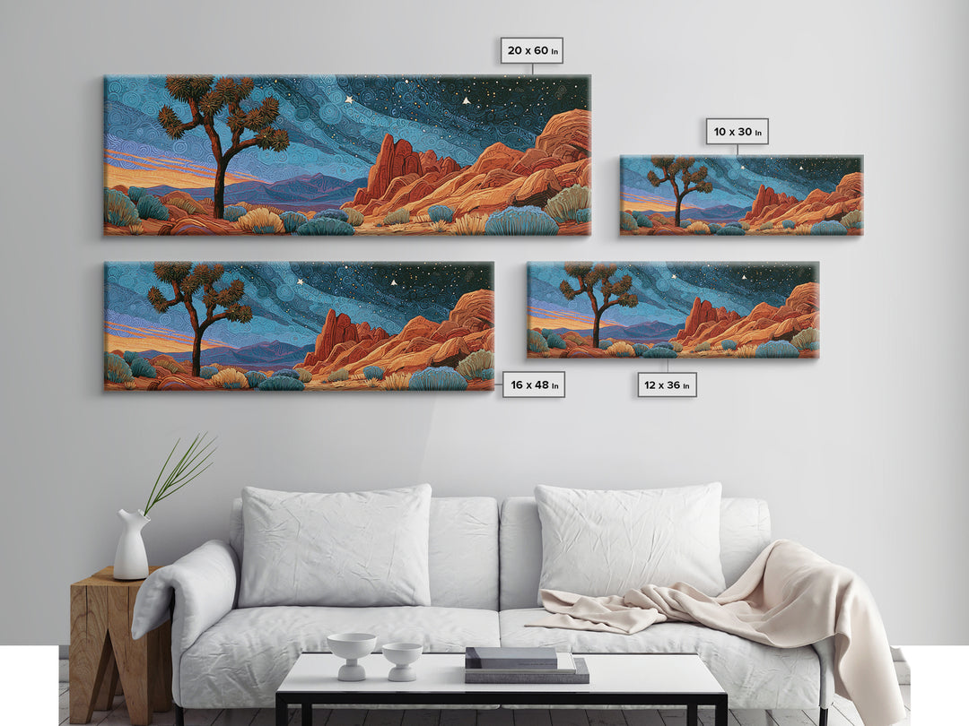 Joshua Tree under Star Filled Night Canvas Print, Desert Art, Living Room Art, Southwestern Decor, Fine Art, Desert, DES-3x1-94