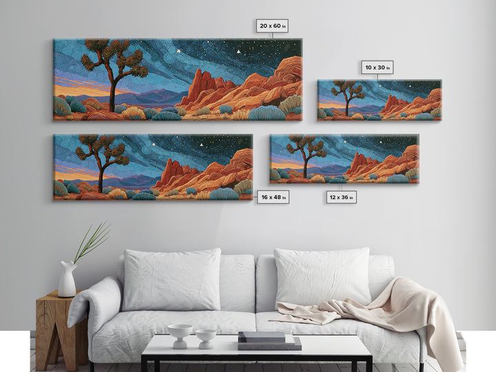 Joshua Tree under Star Filled Night Canvas Print, Desert Art, Living Room Art, Southwestern Decor, Fine Art, Desert, DES-3x1-94