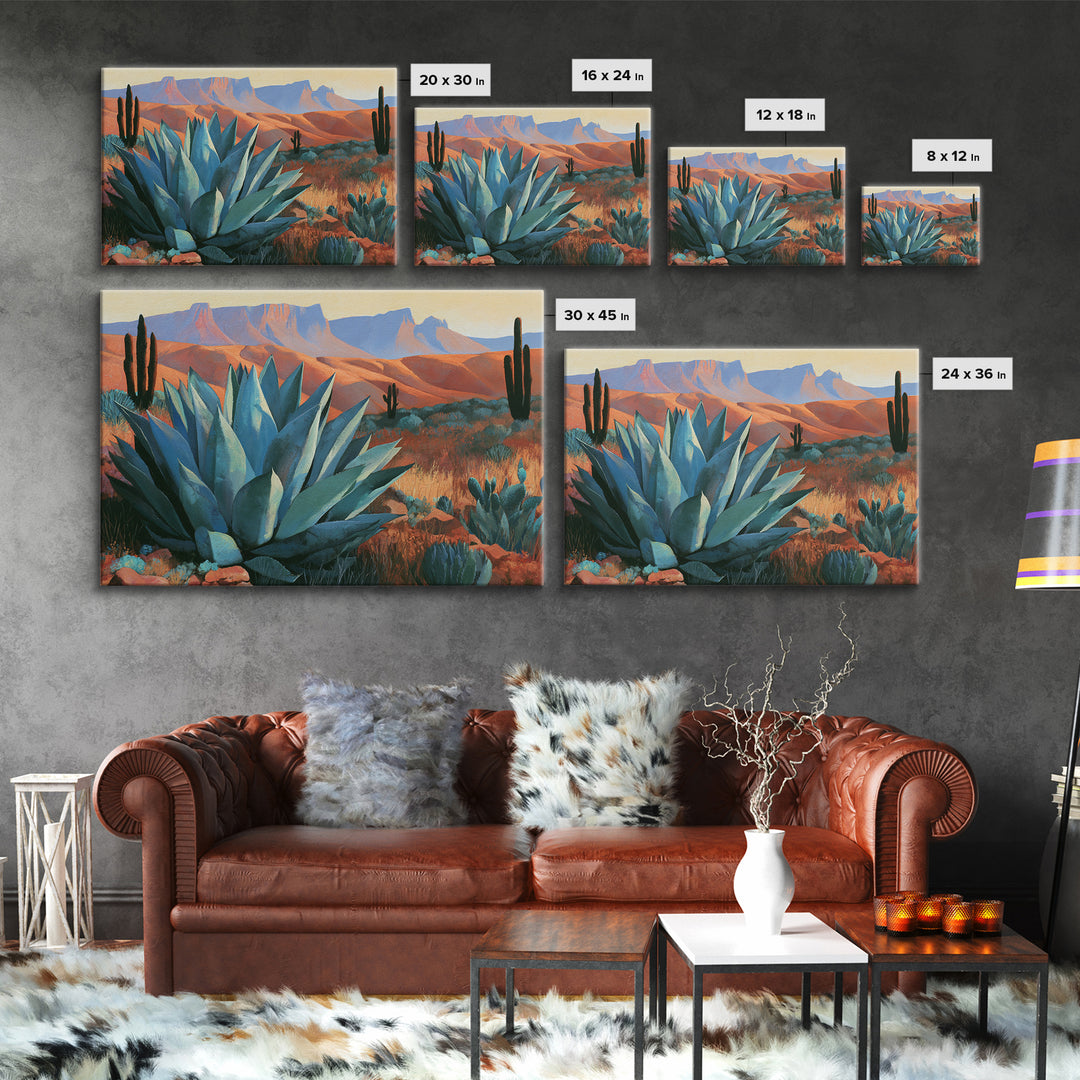 Agave Plant Closeup Framed Canvas Print, Desert Art, Boho, Southwestern Decor, Desert, Mountain Wall Art, Landscape Wall Art, DES-3x2-100