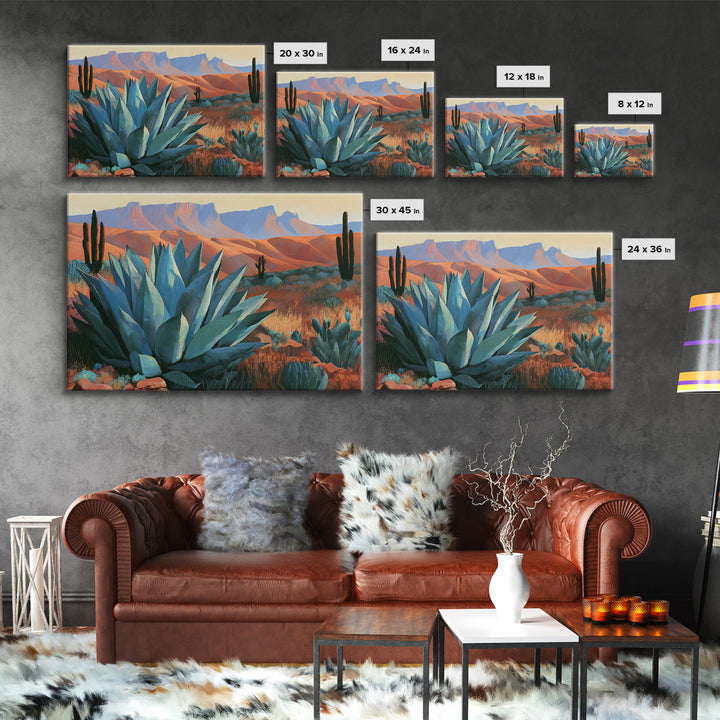 Agave Plant Closeup Framed Canvas Print, Desert Art, Boho, Southwestern Decor, Desert, Mountain Wall Art, Landscape Wall Art, DES-3x2-100