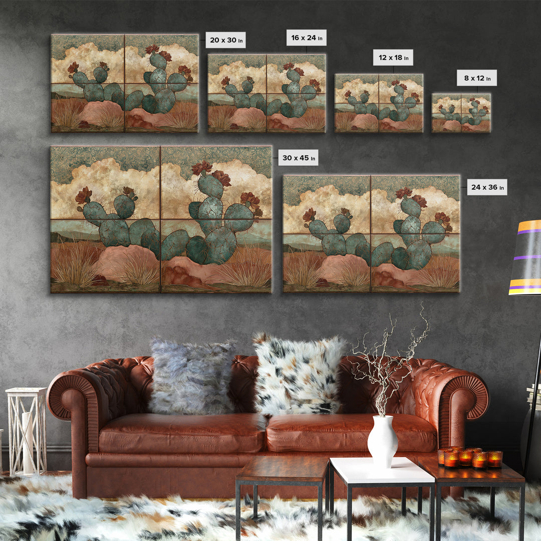 Cactus Botanical Plate Canvas Print, Desert Art, Neutral Decor, Southwestern Decor, Oil Painting, Desert, Wall Decor, DES-3x2-12