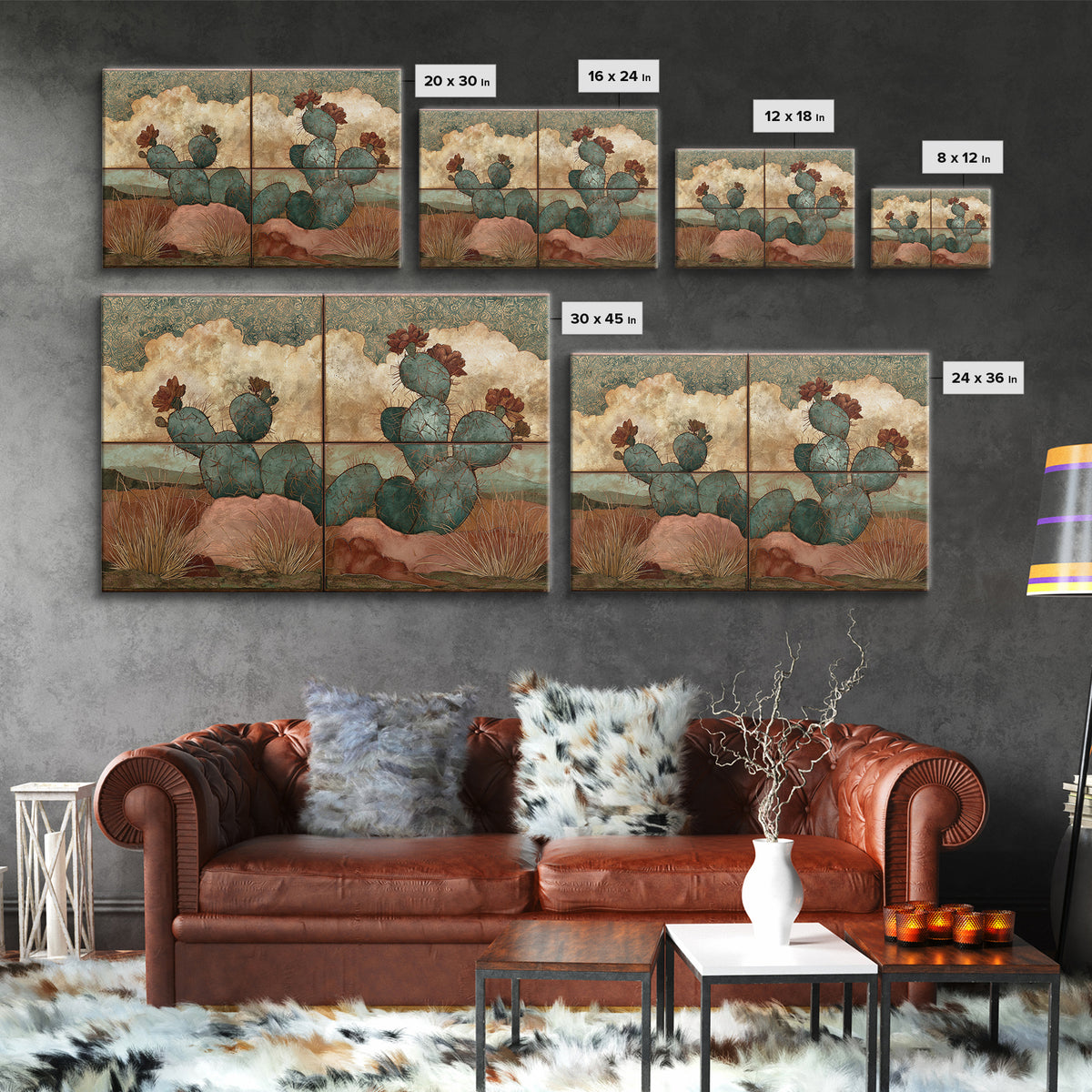 Cactus Botanical Plate Canvas Print, Desert Art, Neutral Decor, Southwestern Decor, Oil Painting, Desert, Wall Decor, DES-3x2-12