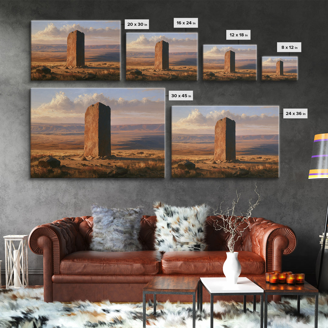 Ancient Desert Petroglyph Design Framed Canvas Print, Desert Art, Fine Art Print, Southwestern Decor, Fine Art, Desert, DES-3x2-25