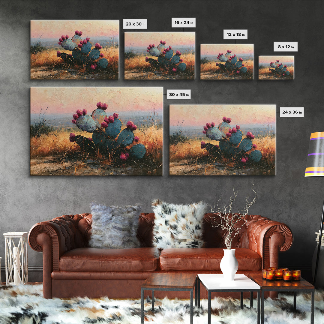 Prickly Pear Cactus Framed Canvas Print, Desert Art, Modern Wall Art, Southwestern Decor, Fine Art, Desert, Gallery Decor, DES-3x2-47
