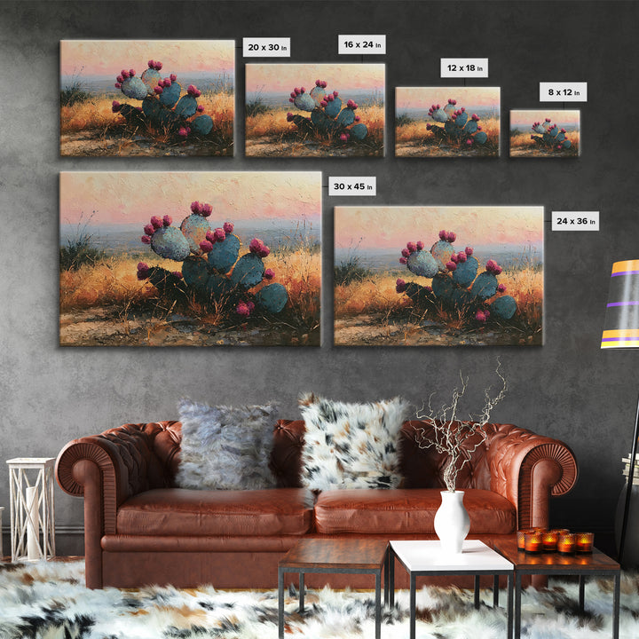 Prickly Pear Cactus Framed Canvas Print, Desert Art, Modern Wall Art, Southwestern Decor, Fine Art, Desert, Gallery Decor, DES-3x2-47