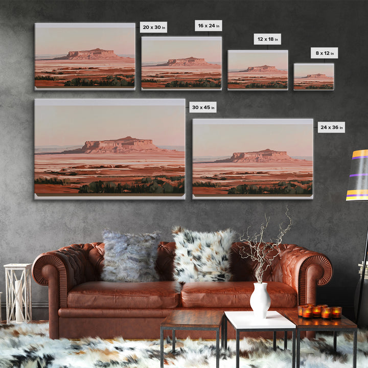 Abstract Mesa Landscape Framed Canvas Print, Desert Art, Colorful Wall Art, Southwestern Decor, Fine Art, Desert, DES-3x2-55