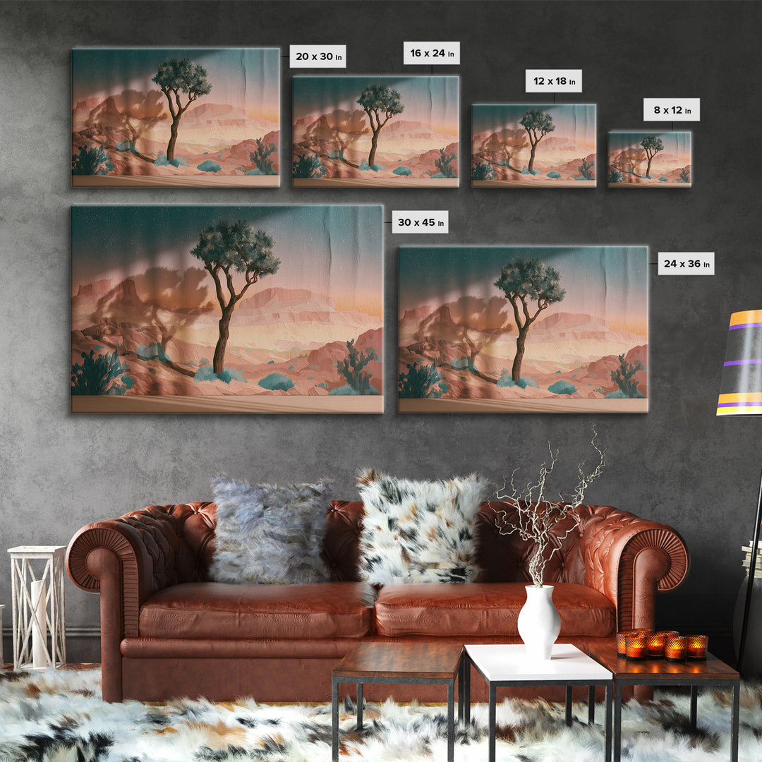 Joshua Tree under Star Filled Night Canvas Print, Desert Art, Living Room Art, Southwestern Decor, Fine Art, Desert, DES-3x2-58