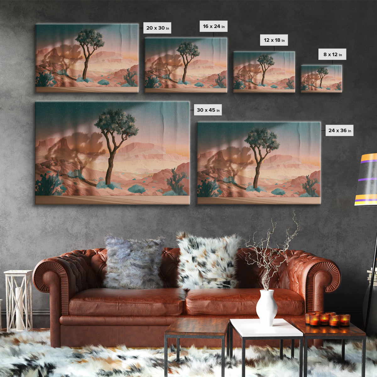 Joshua Tree under Star Filled Night Canvas Print, Desert Art, Living Room Art, Southwestern Decor, Fine Art, Desert, DES-3x2-58
