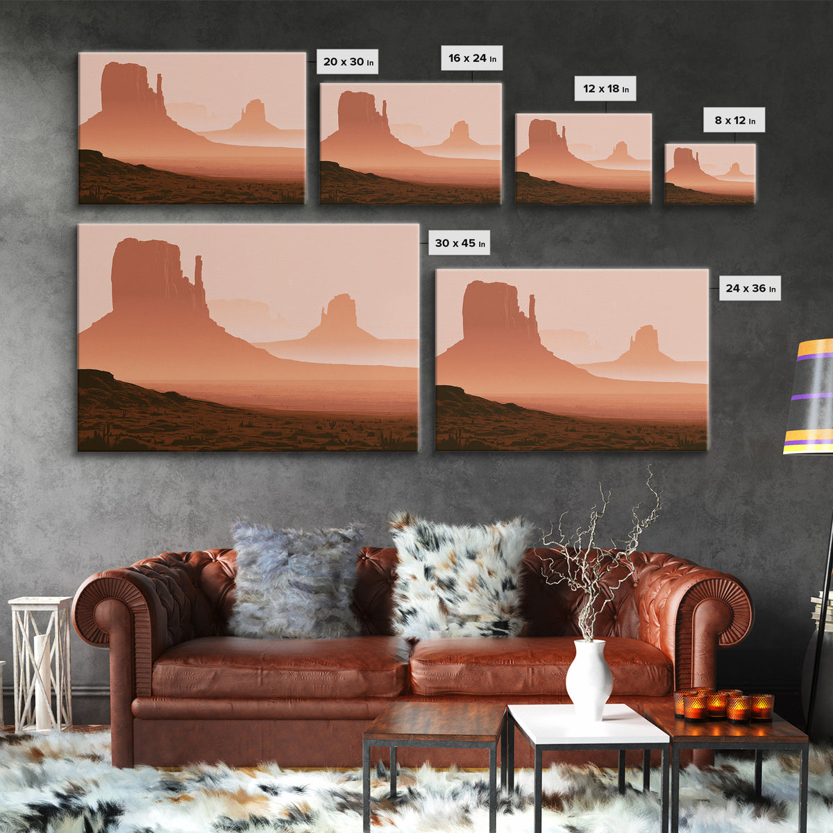 Monument Valley Silhouette Canvas Print, Desert Art, Luxury Decor, Southwestern Decor, Fine Art, Desert, Wall Art Prints, DES-3x2-61