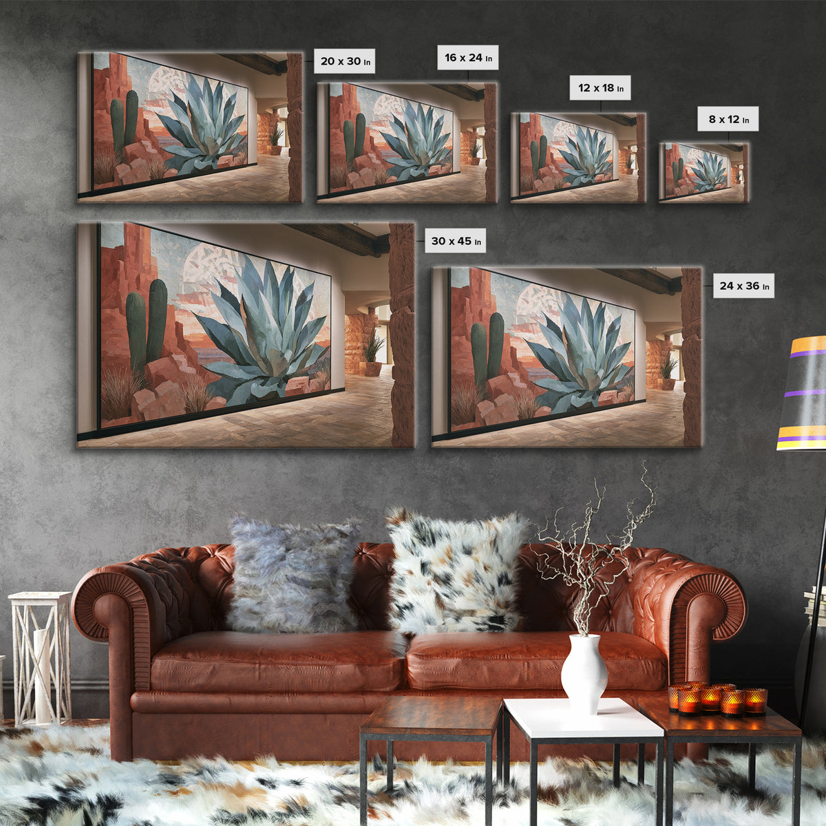 Agave Plant Closeup Canvas Print, Desert Art, Print, Southwestern Decor, Fine Art, Desert, Watercolor Painting, Modern Wall Art, DES-3x2-76