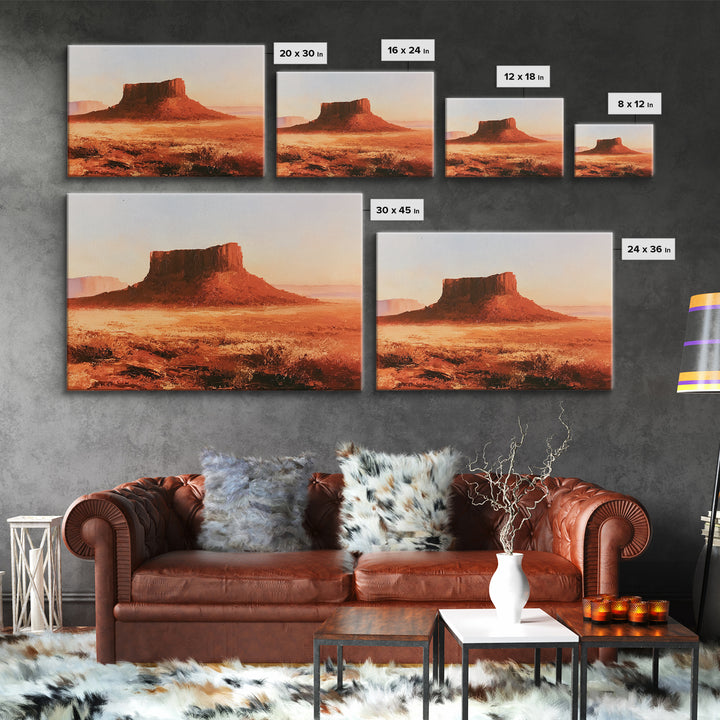 Abstract Mesa Landscape Framed Canvas Print, Desert Art, Wall Art Prints, Southwestern Decor, Fine Art, Desert, Boho Decor, DES-3x2-79