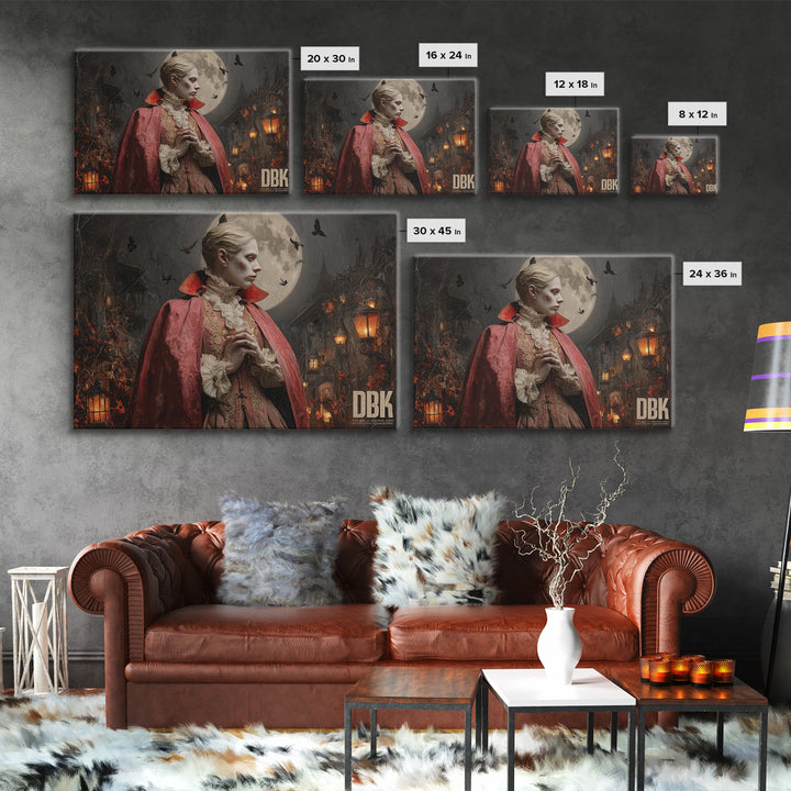 The Crimson Vampire, Landscape Wall Art, Dark Fantasy Wall Art, Canvas Print, Halloween Wall Decor, Gothic Home Decor, Seasonal Home Decor
