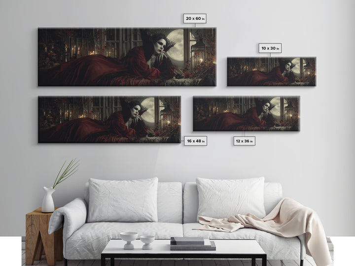 The Crimson Vampire, Extra Wide Wall Art, Dark Fantasy Wall Art, Canvas Print, Halloween Wall Decor, Gothic Home Decor, Spooky Wall Decor