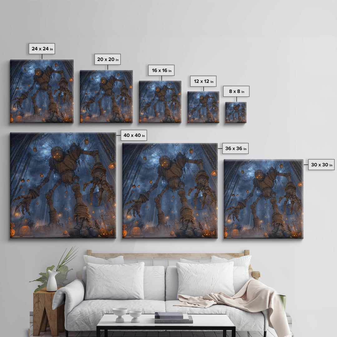 The Stitched Giant, Square Wall Art, Macabre Wall Art, Framed Canvas Print, Halloween Wall Decor, Gothic Home Decor, Seasonal Home Decor