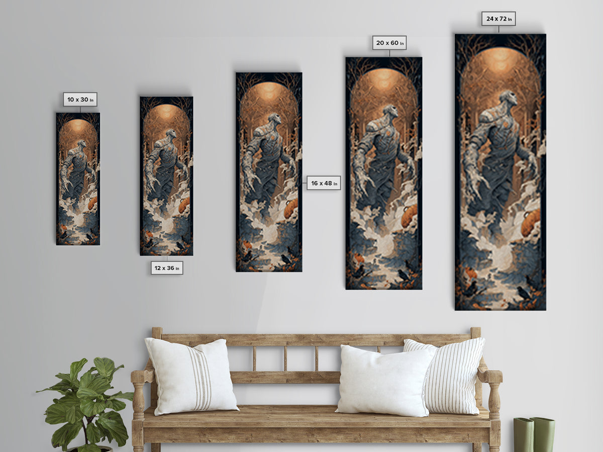The Stitched Giant, Tall Narrow Wall Art, Gothic Horror Wall Art, Framed Canvas Print, Halloween Wall Decor, Gothic Home Decor