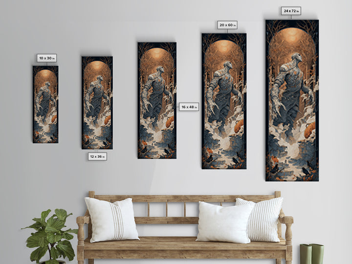 The Stitched Giant, Tall Narrow Wall Art, Gothic Horror Wall Art, Framed Canvas Print, Halloween Wall Decor, Gothic Home Decor
