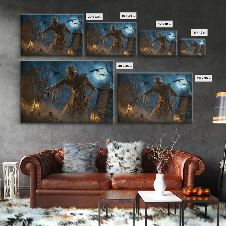 The Mummy Pharaoh, Landscape Wall Art, Macabre Wall Art, Framed Canvas Print, Halloween Wall Decor, Gothic Home Decor, Halloween Wall Art