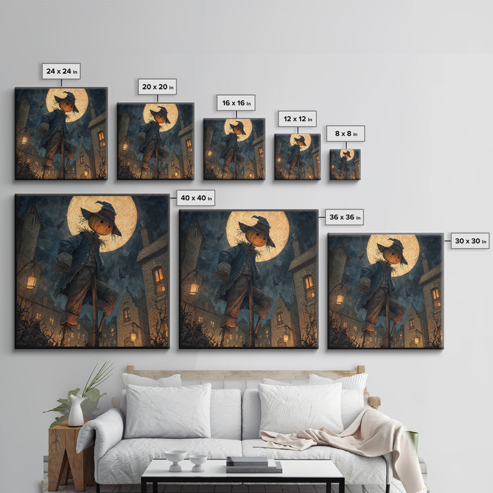 The Living Scarecrow, Square Wall Art, Dark Halloween Decor, Canvas Print, Halloween Wall Decor, Gothic Home Decor, Dark Fantasy Art